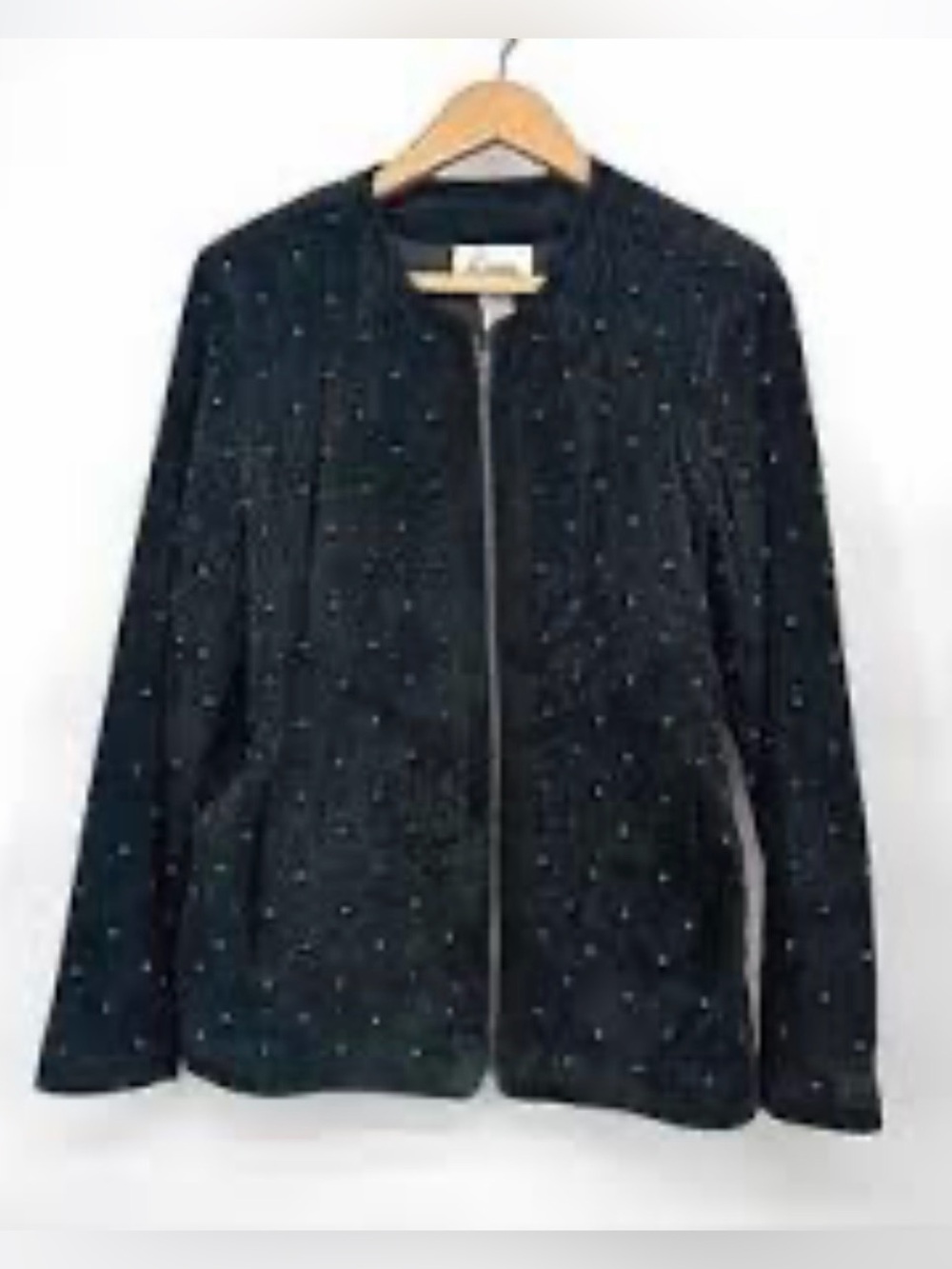 Vintage black leather jacket suede brass sunburst studs full zip small